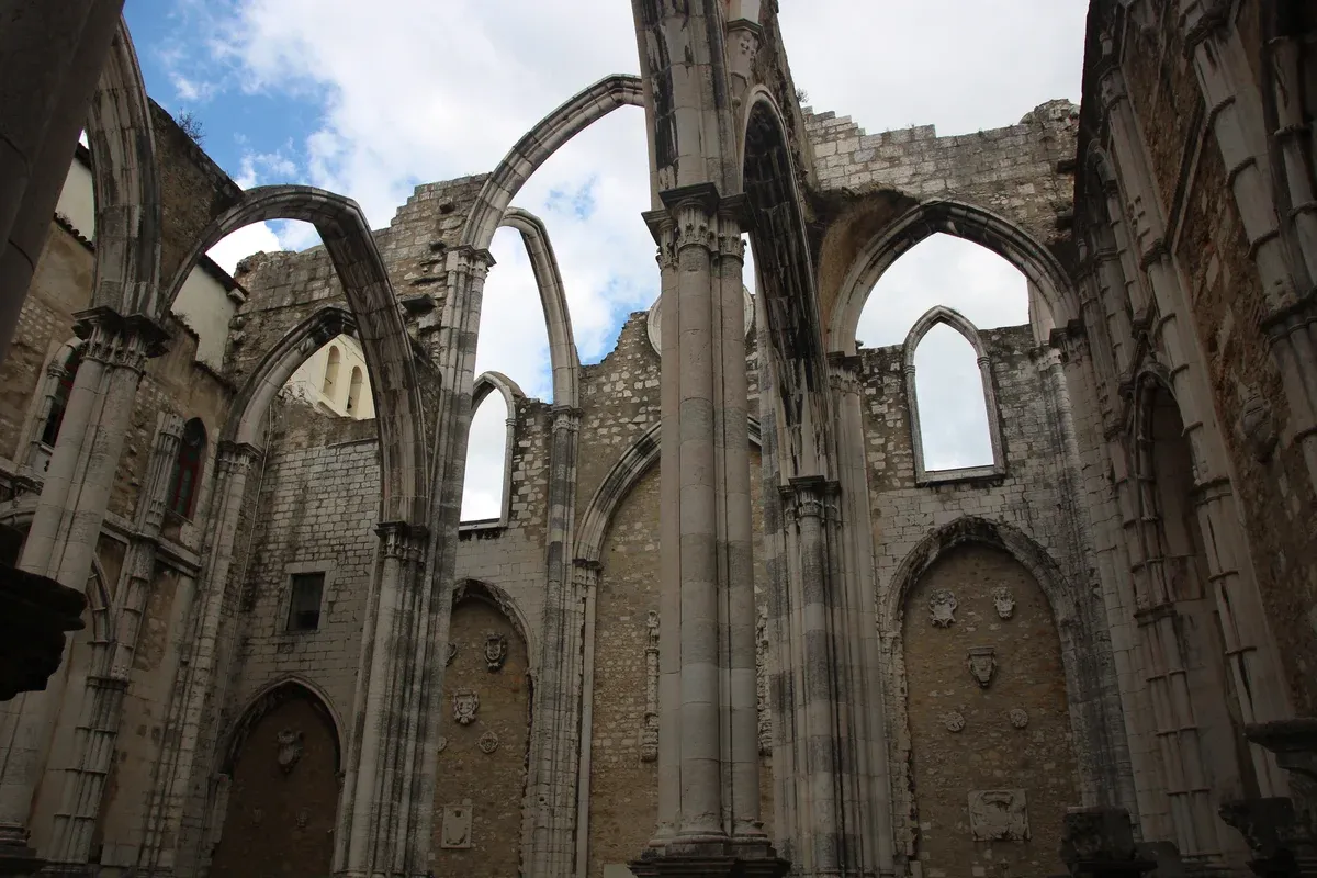 The roofless nave of the Carmo Convent, one of the museums in Lisbon