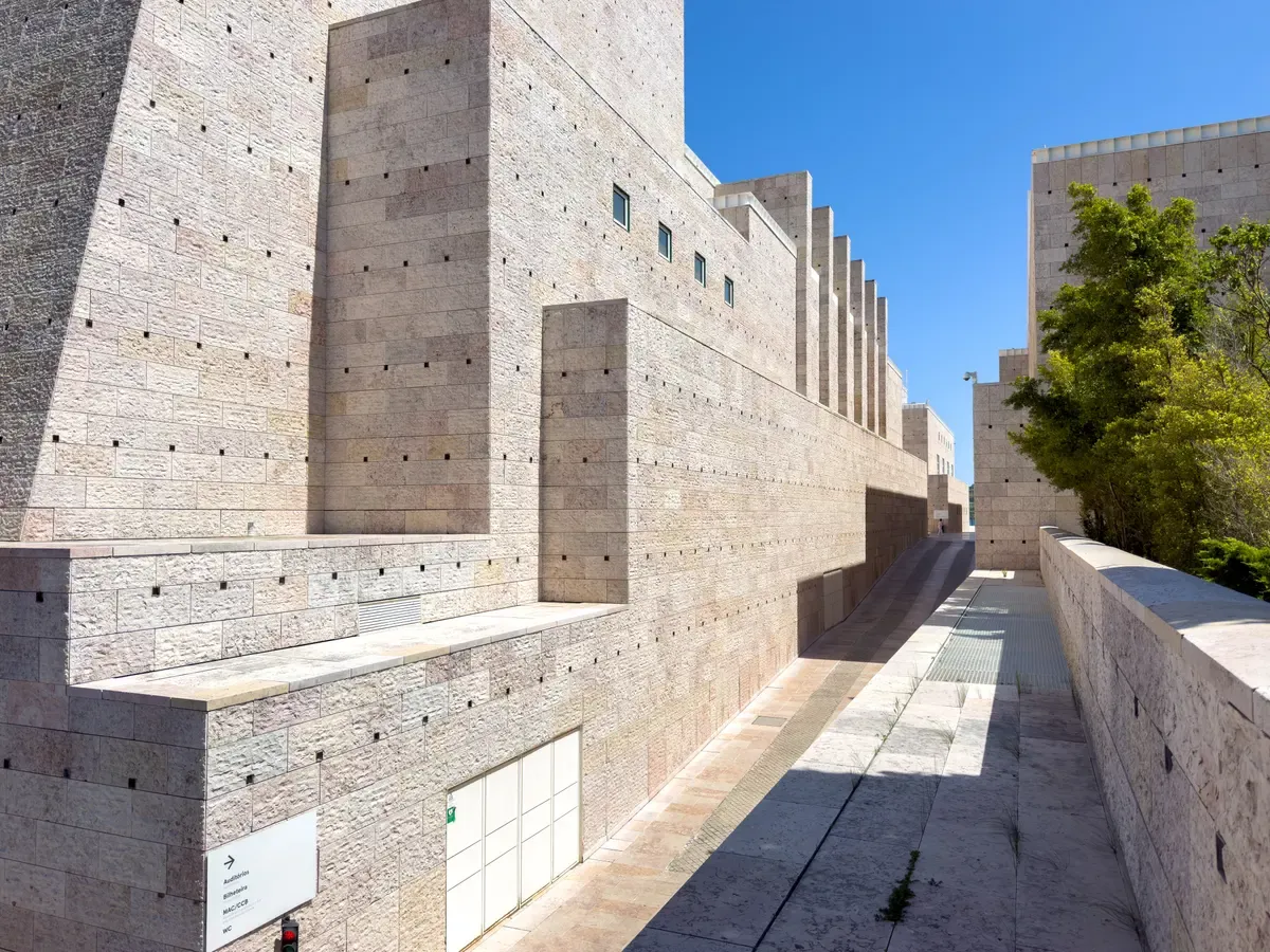 Stone walls of the Centro Cultural de Belém, one of the museums in Lisbon