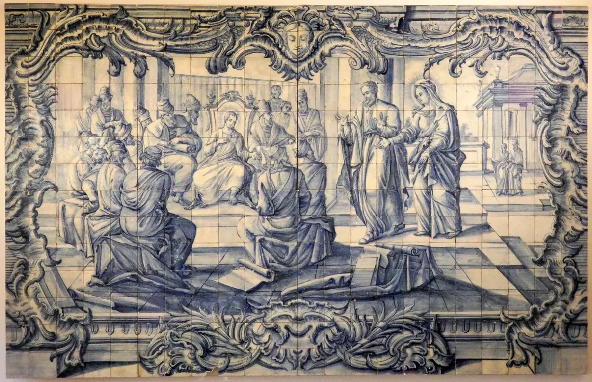 Lisbon museum: Blue-and-white azulejo panel in the Museu Nacional do Azulejo
