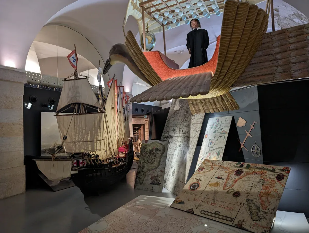 Ship models and sets inside the Lisboa Story Centre, one of the museums in Lisbon