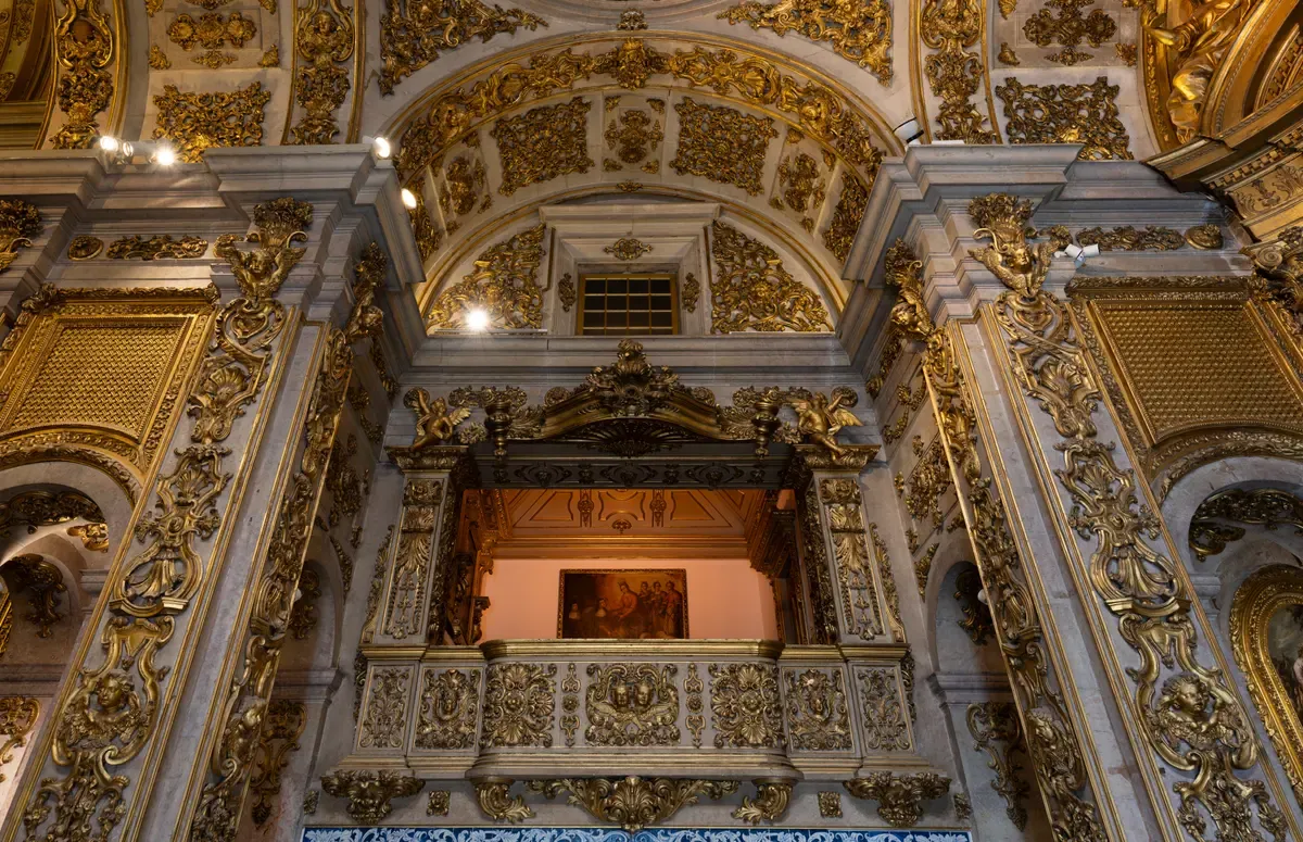 Gilded interior of the Madre de Deus church, part of the Museu Nacional do Azulejo, one of the museums in Lisbon